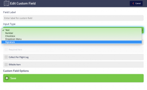 Add signature fields to flight reports