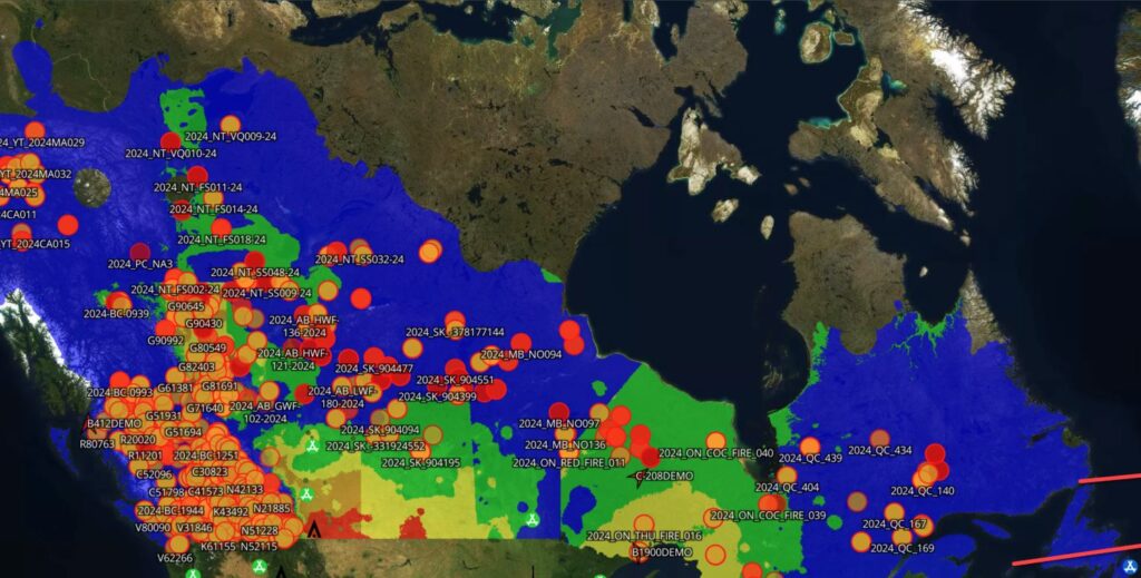 Cirro’s mapping tool with active fire overlay and fire forecasting