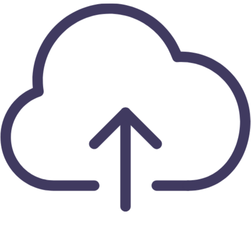 An icon of a cloud with an arrow going up into it from beneath.